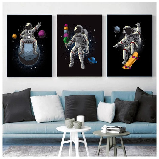 Arthia Designs - Various Funny Astronaut Painting Canvas Art - Review