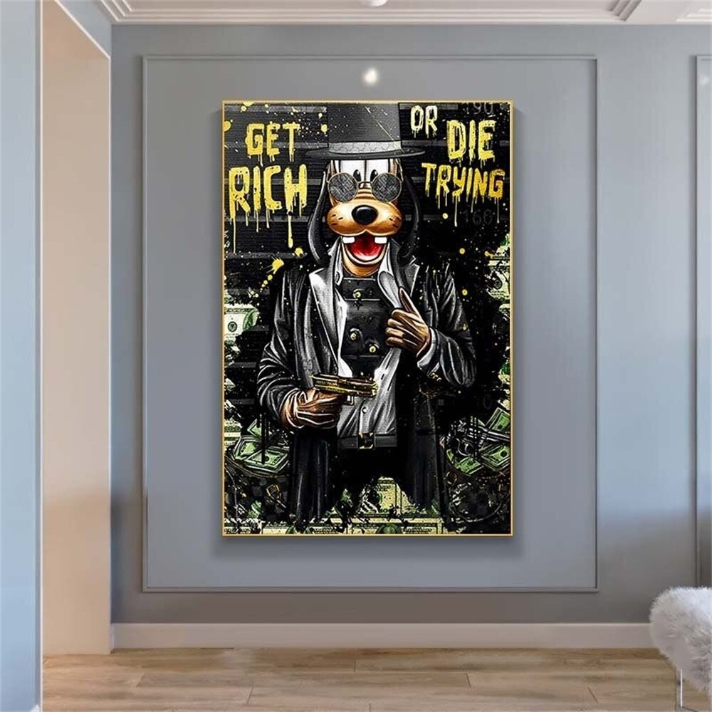 Arthia Designs - Get Rich Or Die Trying Goofy Canvas Art - Review