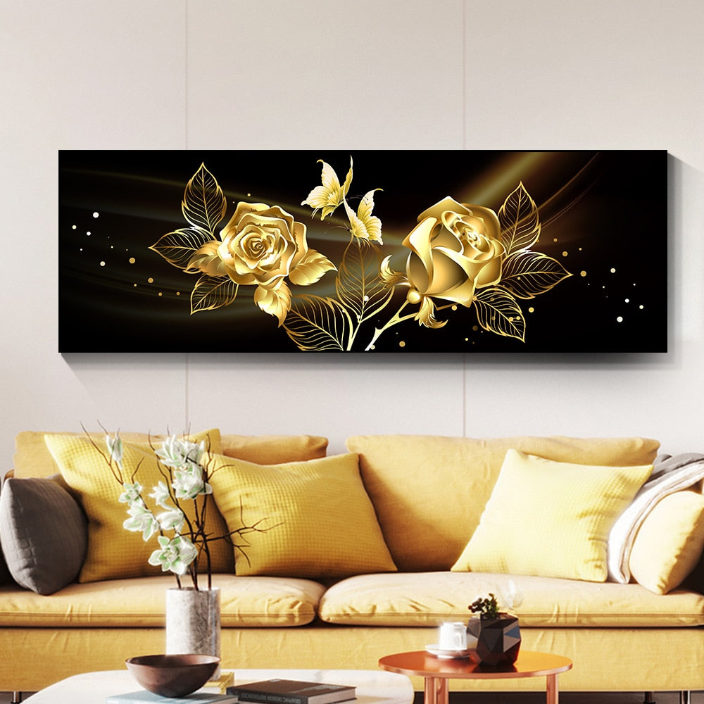 Arthia Designs - Modern Abstract Golden Flower Canvas Art - Review