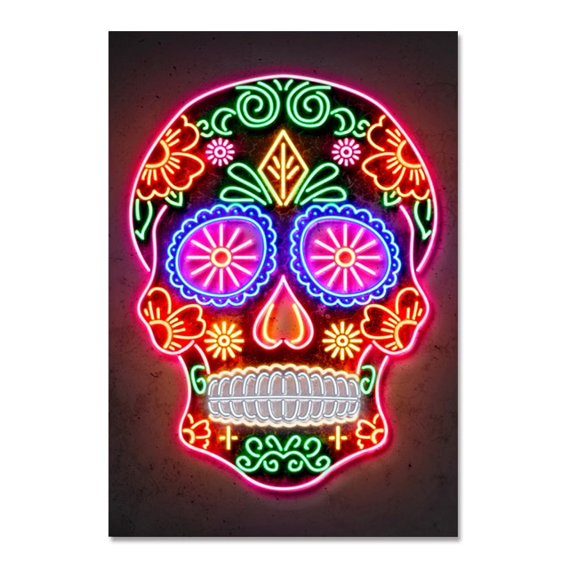 Arthia Designs - Neon Floral Skull Canvas Art - Review