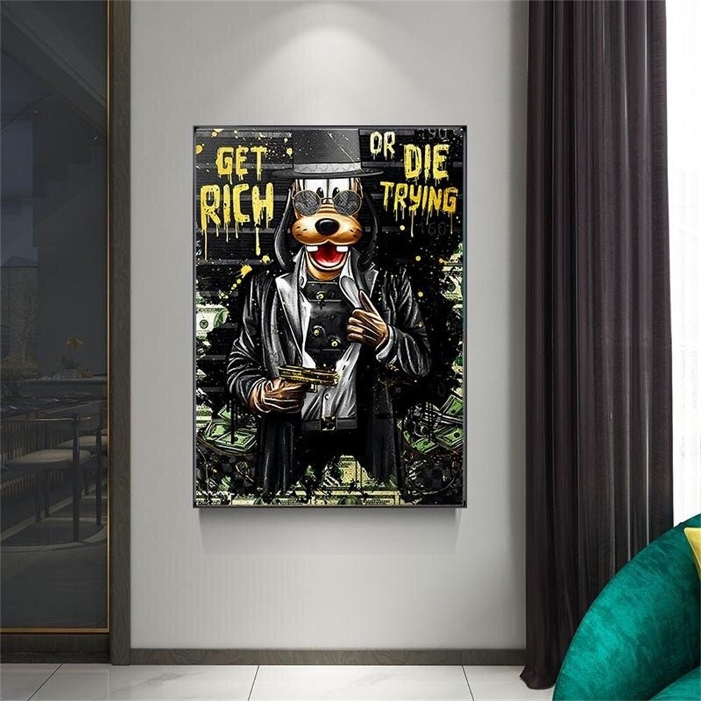 Arthia Designs - Get Rich Or Die Trying Goofy Canvas Art - Review