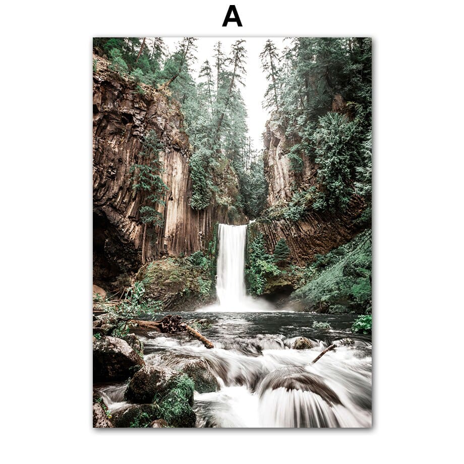 Arthia Designs - Waterfall Autumn Mountain Forest Canvas Art - Review