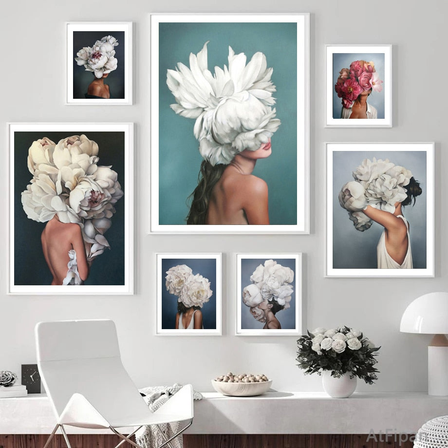 Arthia Designs - Flower Feathers Face Woman Canvas Art - Review