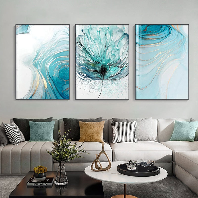 Arthia Designs - Abstract Blue Moon Flowers Canvas Art - Review