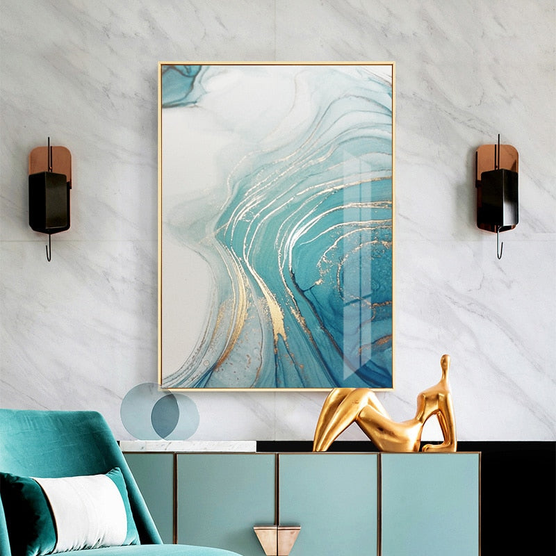 Arthia Designs - Abstract Luxury Blue Ocean Canvas Art - Review