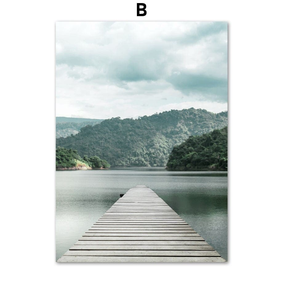 Arthia Designs - White Mountain Lake Pier Canvas Art - Review