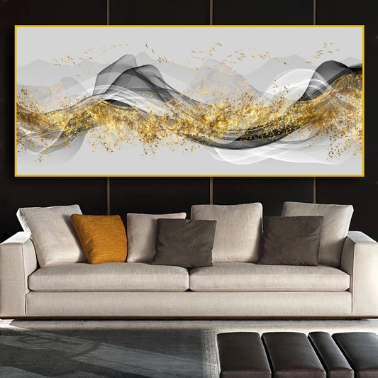 Arthia Designs - Abstract Golden Black Ribbon Canvas Art - Review