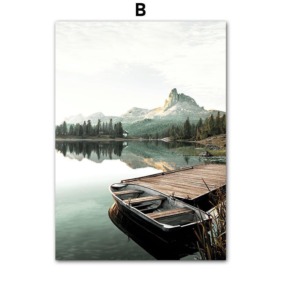 Arthia Designs - Forest Mountain Lake Landscape Canvas Art - Review