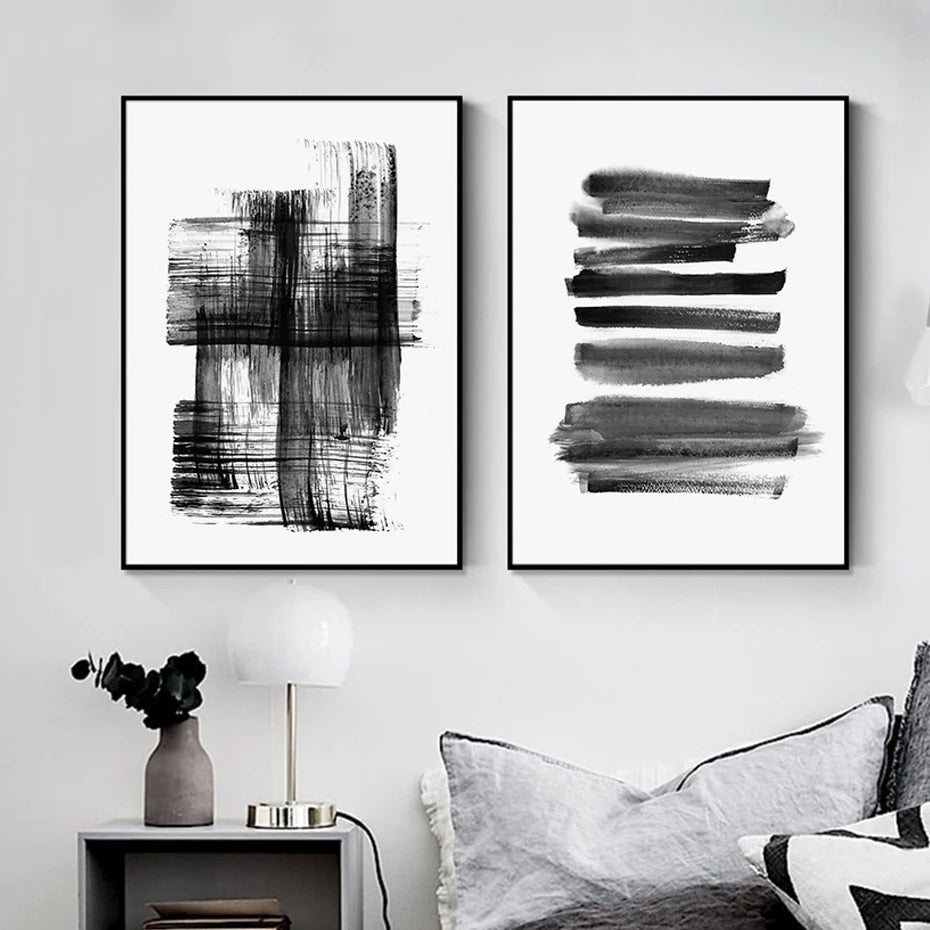 Arthia Designs - Abstract Brush Strokes Black Ink Canvas Art - Review