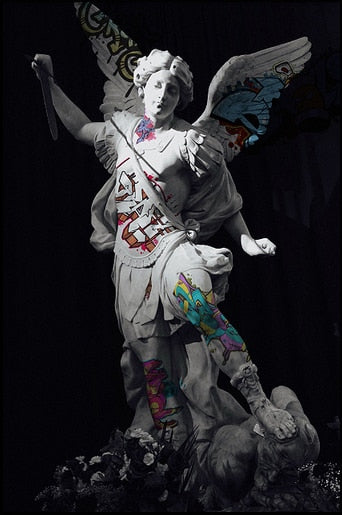 Arthia Designs - Graffiti Michelangelo Renaissance Statue Canvas Art - Review