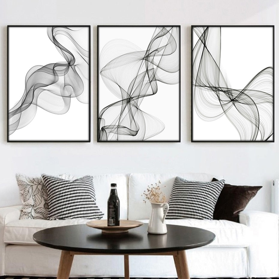 Arthia Designs - Black White Abstract Wavy Line Canvas Art - Review