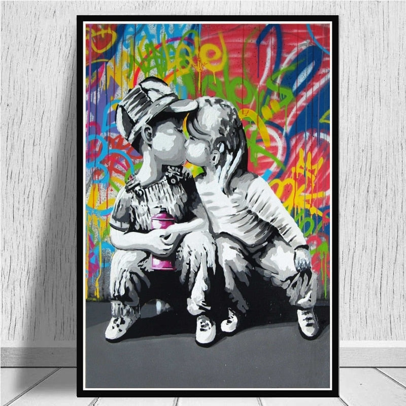 Arthia Designs - Funny Banksy Street Graffiti 1 Canvas Art - Review