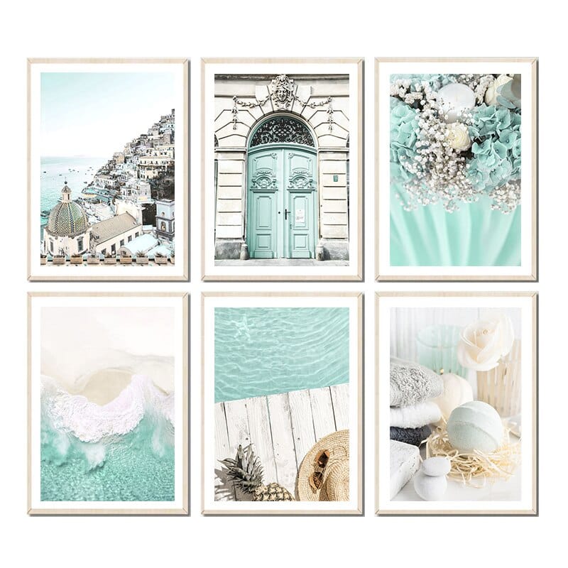 Arthia Designs - Santorini Light Blue Sea Waves Canvas Art - Review