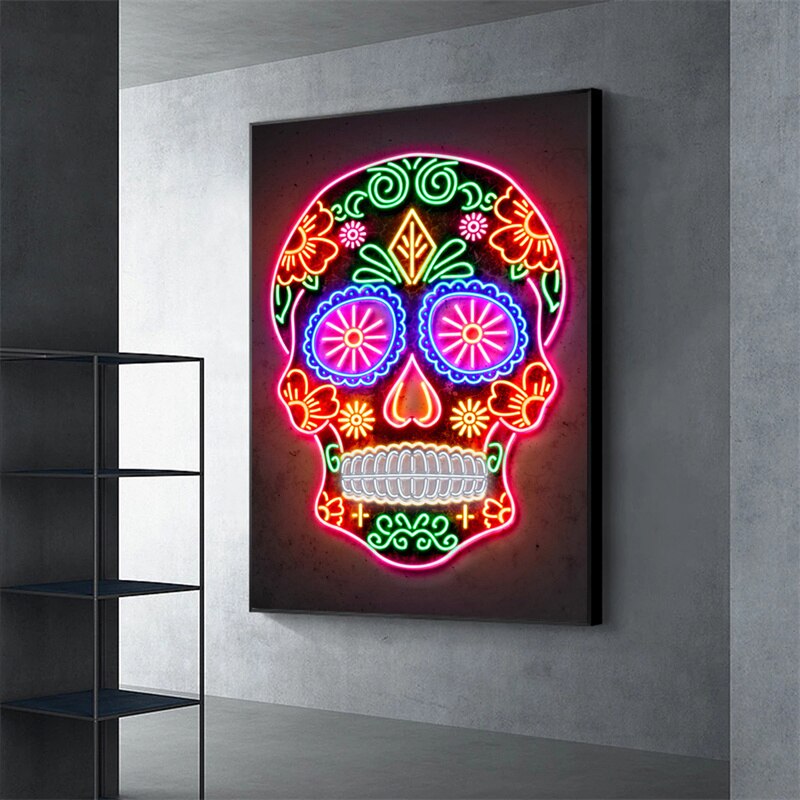 Arthia Designs - Neon Floral Skull Canvas Art - Review