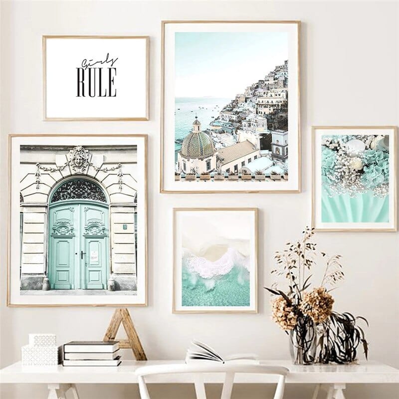 Arthia Designs - Santorini Light Blue Sea Waves Canvas Art - Review