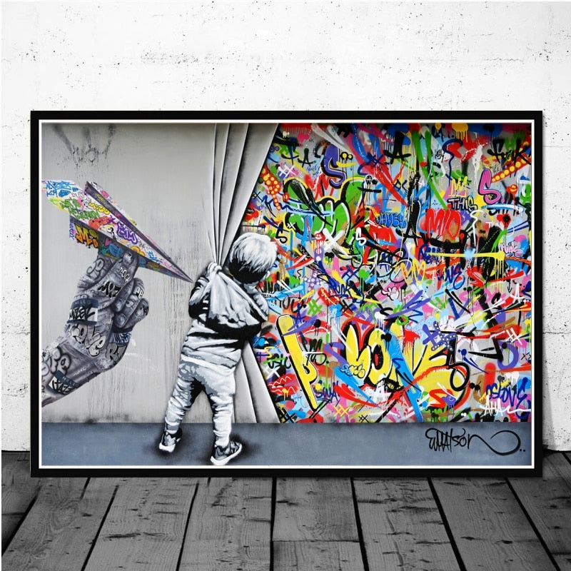 Arthia Designs - Funny Banksy Street Graffiti 2 Canvas Art - Review