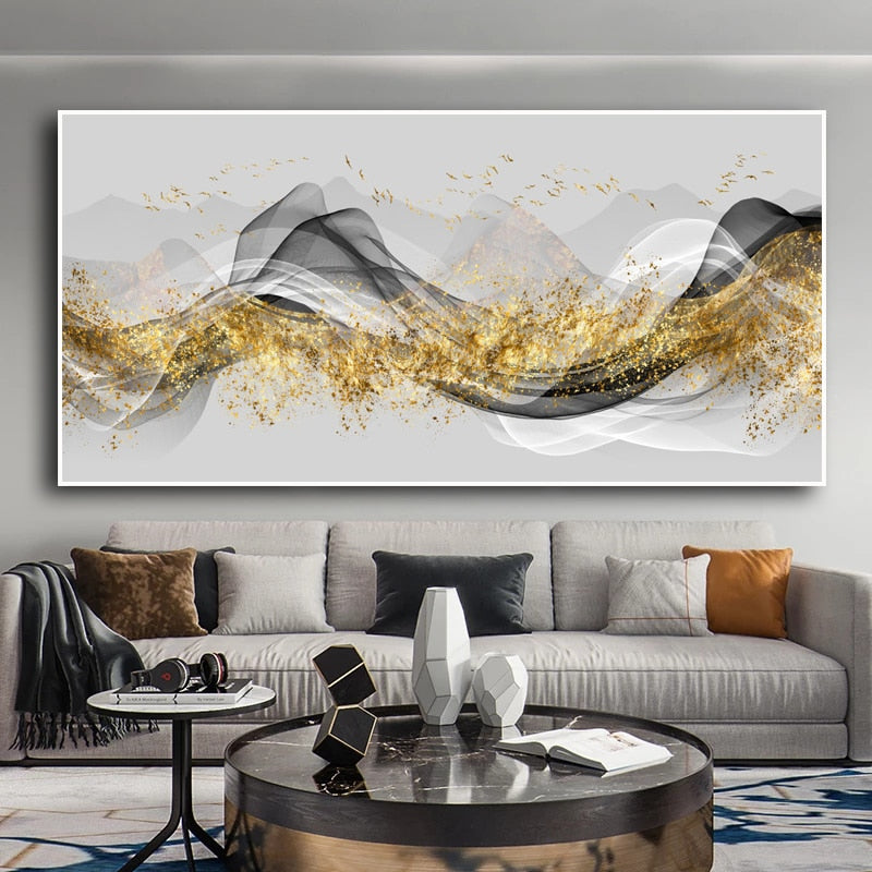 Arthia Designs - Abstract Golden Black Ribbon Canvas Art - Review