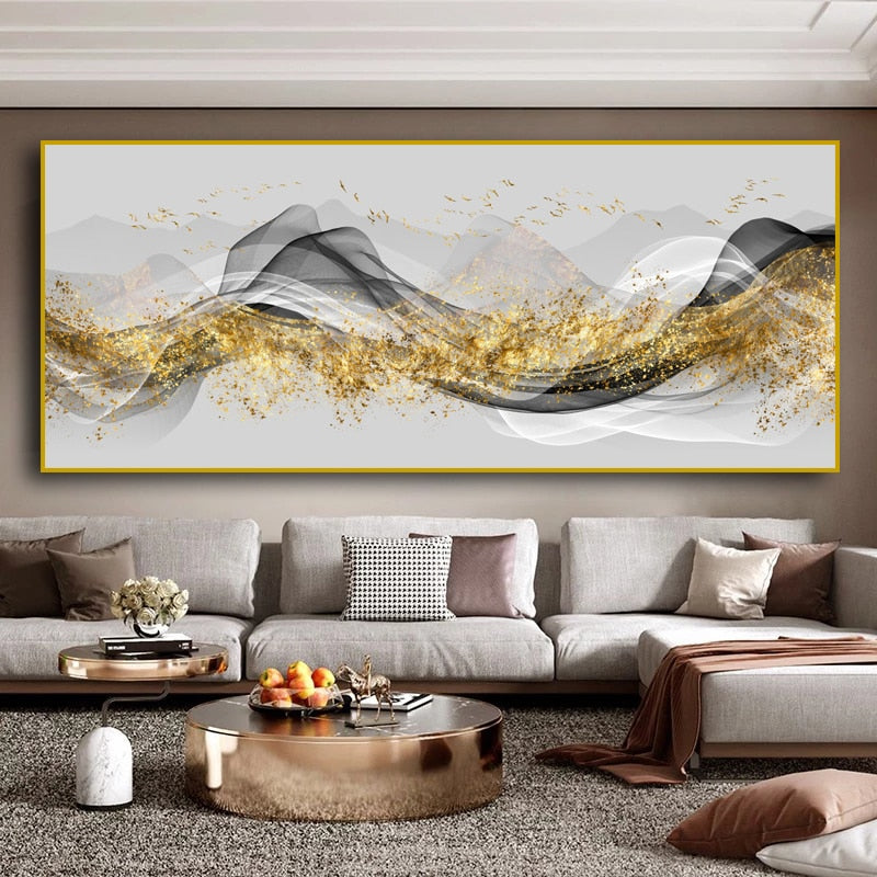 Arthia Designs - Abstract Golden Black Ribbon Canvas Art - Review