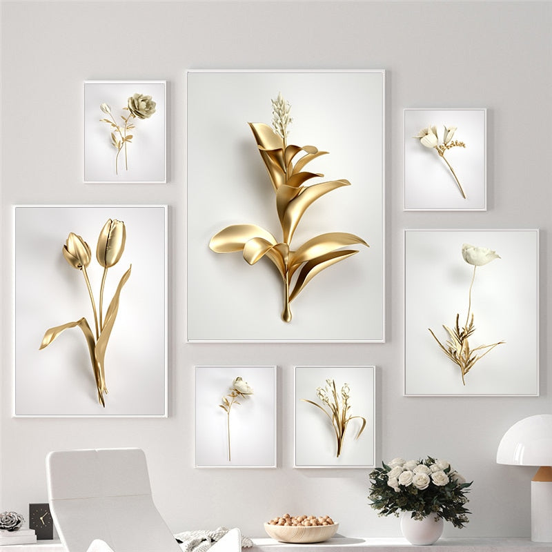 Arthia Designs - Luxury Golden White Flower Canvas Art - Review