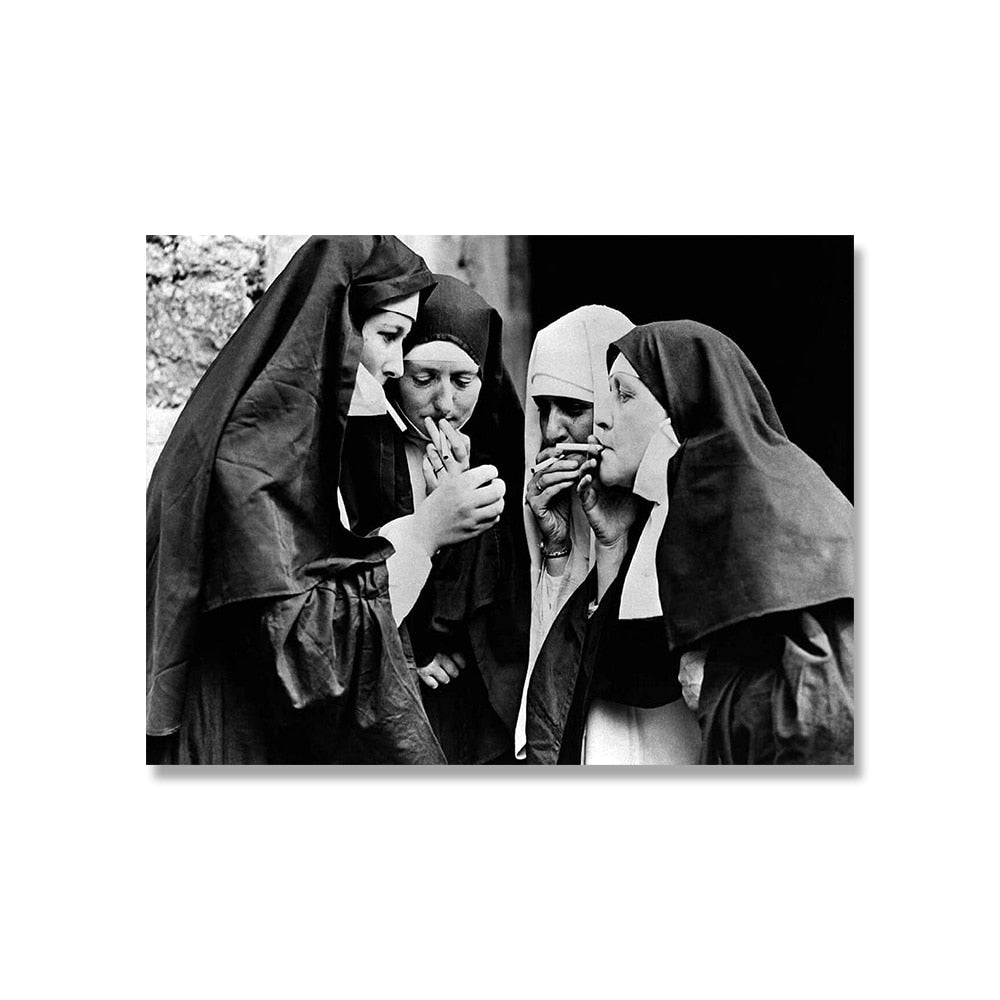 Arthia Designs - Black and White Nuns Party Canvas Art - Review