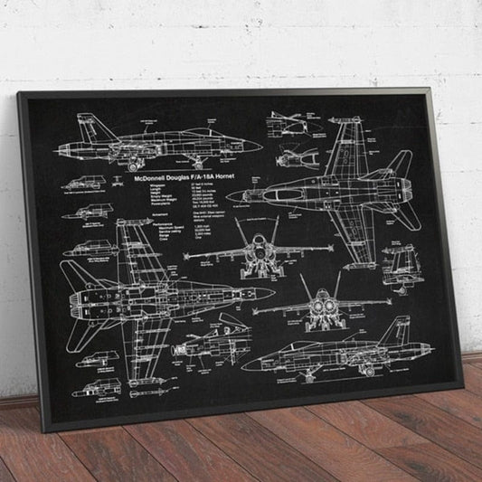 Arthia Designs - Aircraft Warplane Blueprint Canvas Art - Review