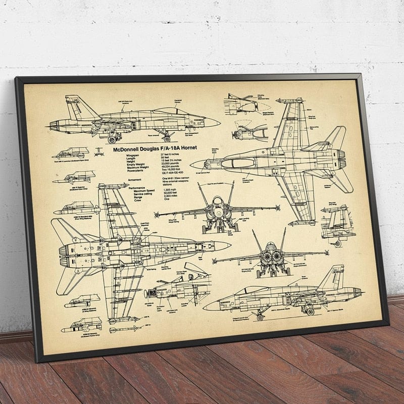 Arthia Designs - Aircraft Warplane Blueprint Canvas Art - Review