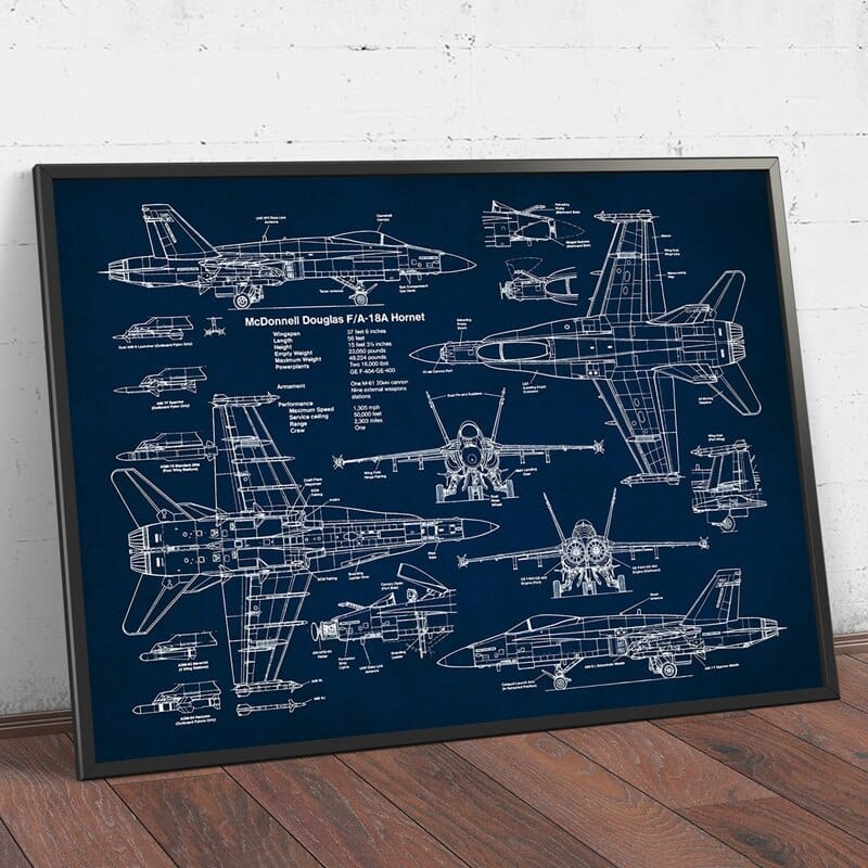 Arthia Designs - Aircraft Warplane Blueprint Canvas Art - Review