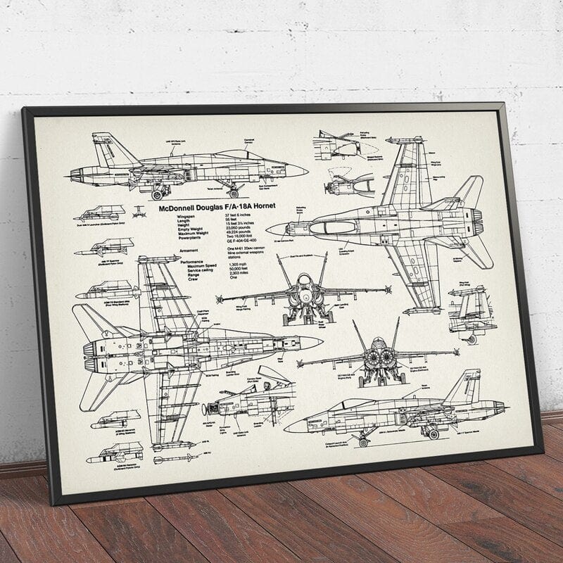 Arthia Designs - Aircraft Warplane Blueprint Canvas Art - Review