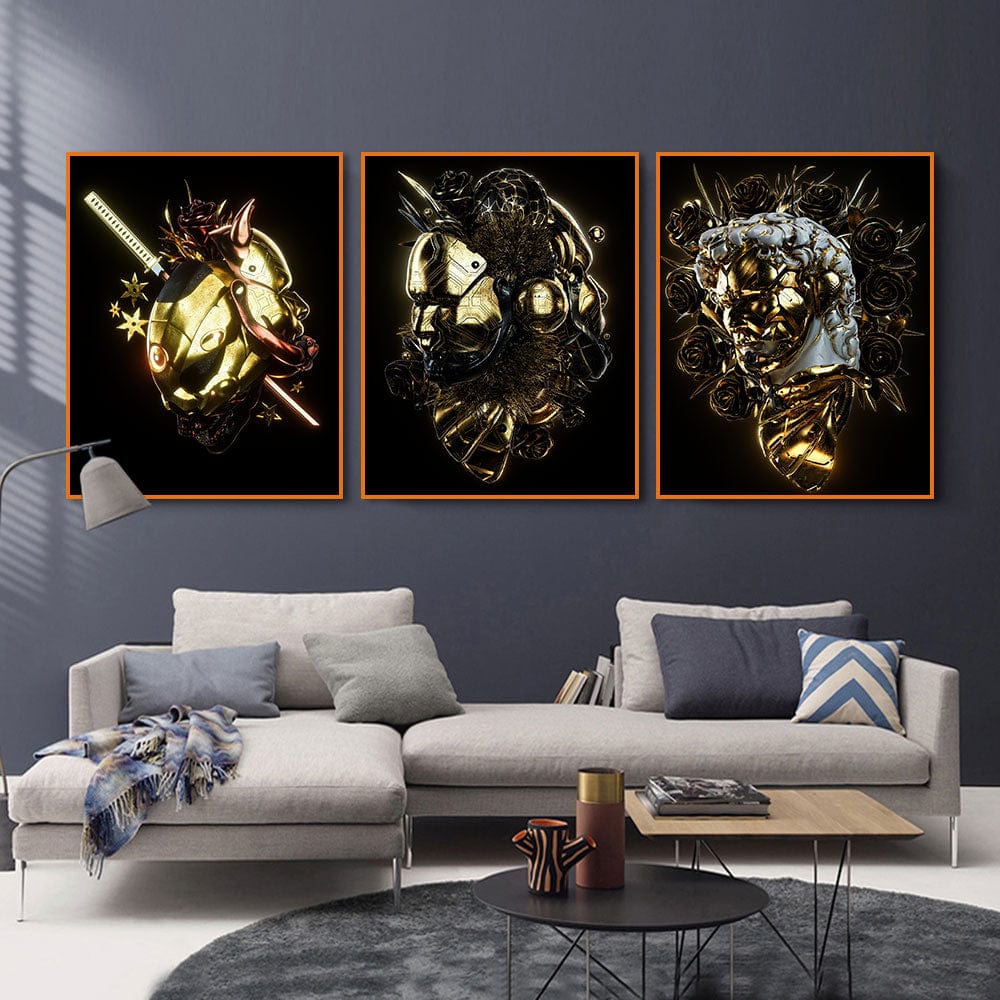 Arthia Designs - Golden Crown Mask Design Canvas Art - Review